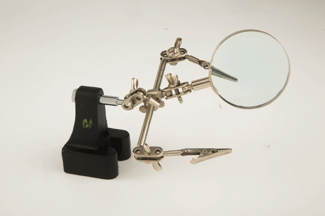 Third Hand Horse Shoe Base with alligator clips & magnifier 